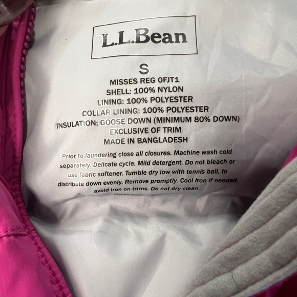 LL Bean Goose Down Puffer Vest Pink Full Zip Lightweight Outdoor Women’s S - Picture 4 of 7